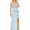 Embellished Illusion Sleeveless Peplum Gown -Women's Skirt 071 11203M PowderBlue AB