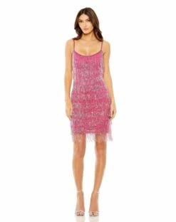 Slim Strap Beaded Fringe Mini Slip Dress