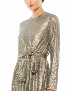 Sequin Embellish Long Sleeve High Neck Mini Dress -Women's Skirt 10789 TAU 3 WS