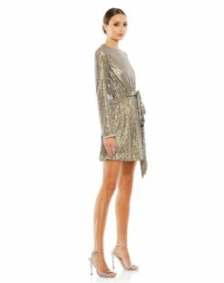 Sequin Embellish Long Sleeve High Neck Mini Dress -Women's Skirt 10789 TAU 4 WS
