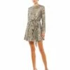Sequin Embellish Long Sleeve High Neck Mini Dress -Women's Skirt 10789 TAU Default 1 WS