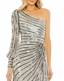 ONE SHOULDER GOWN -Women's Skirt 10793 Platinum CL