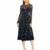 Beaded Illusion High Neck Long Sleeve A Line Gown -Women's Skirt 10799 NAV Default 1 WS