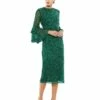 Fully Sequined Ruffle Tiered 3/4 Sleeve Midi Dress -Women's Skirt 10802 DEM Default 1 WS