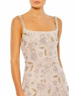 Hand Beaded Floral Gown With Beaded Spaghetti Straps 24 Hand Beaded Floral Gown With Beaded Spaghetti Straps -Women's Skirt 10808 Rose 03