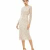 Beaded Tea Length Dress W/ Sheer Sleeves -Women's Skirt 10812 PRC Default 1 WS