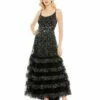 Embellished Scoop Neck Tiered Gown -Women's Skirt 10883 BLK Default 1 WS