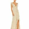 Embellished Ruffled Faux Wrap Sleeveless Gown -Women's Skirt 10931 NUD Default 1 WS