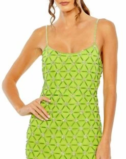 Scoop Neck Embellished Mini Dress -Women's Skirt 10983 AppleGreen CL