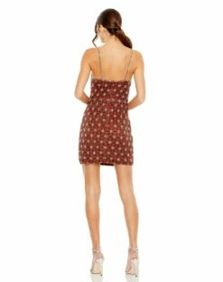 Scoop Neck Embellished Mini Dress -Women's Skirt 10983 Nutmeg BK