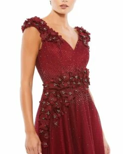 Floral Applique A-Line Evening Gown -Women's Skirt 11152 BUR 3 WS b5fd7ede 0470 4fb6 bcf5 cd3ac1be69e7