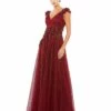Floral Applique A-Line Evening Gown -Women's Skirt 11152 BUR Default 1 WS