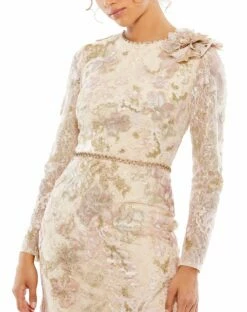 Floral Embroidered Lace Trumpet Gown -Women's Skirt 11174 Blush 03