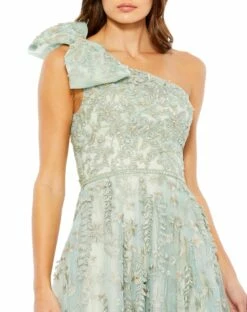Embellished Bow One Shoulder A Line Gown 7 Embellished Bow One Shoulder A Line Gown -Women's Skirt 11177 Sage CL