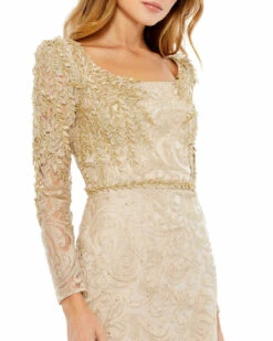 Embroidered Applique Shoulder Detail Trumpet Gown -Women's Skirt 11187 LGL 3 WS