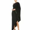 One Shoulder Asymmetrical Hem Flowy Dress -Women's Skirt 11247 Black AB