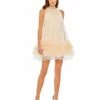Halter Neck Flowy Petal A Line Mini Dress -Women's Skirt 11294 Peach AB