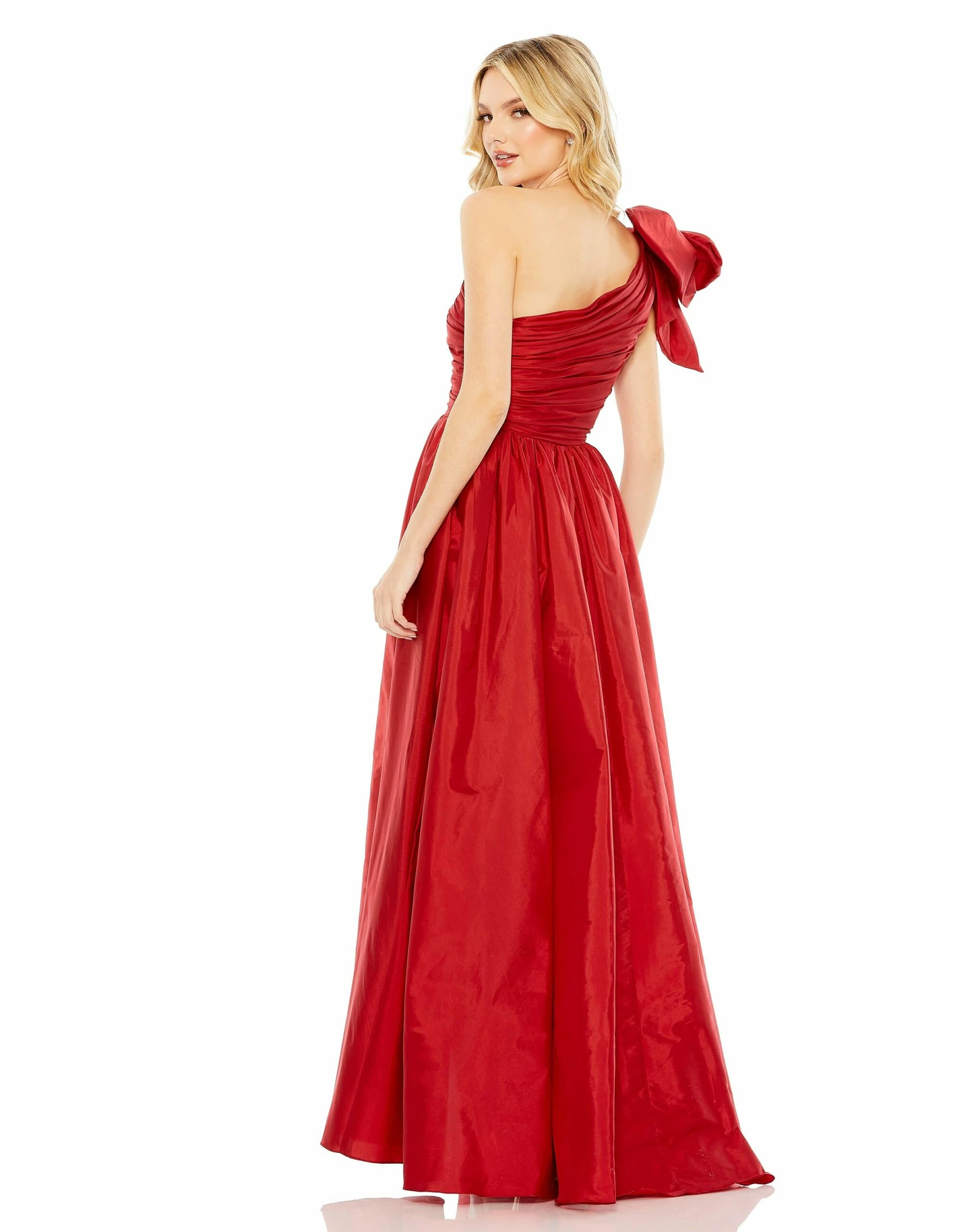 Draped Bow One Shoulder Over Skirt Gown 4 Draped Bow One Shoulder Over Skirt Gown - Image 2