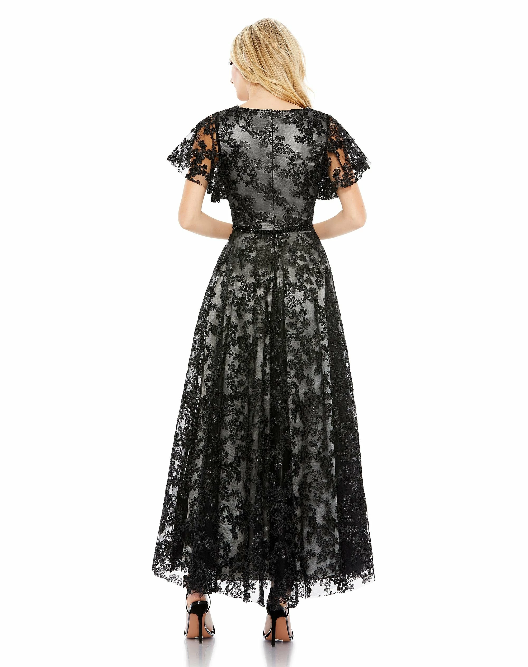 Embroidered Flutter Sleeve A Line Dress 4 Embroidered Flutter Sleeve A Line Dress - Image 2