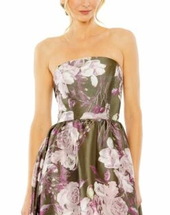 Strapless Bottom Ruffle Floral Gown 7 Strapless Bottom Ruffle Floral Gown -Women's Skirt 11605 OLM 3 WS