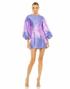 Balloon Sleeve Column Mini Dress