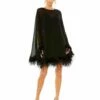Trapeze Dress With Feather Trim 2 Trapeze Dress With Feather Trim -Women's Skirt 11622 BLK Default 1 WS