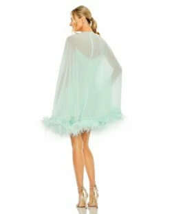 Trapeze Dress With Feather Trim -Women's Skirt 11622 MIN 2 WS