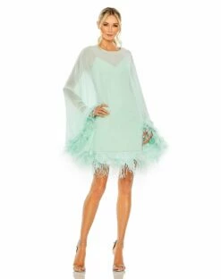 Trapeze Dress With Feather Trim -Women's Skirt 11622 MIN Default 1 WS