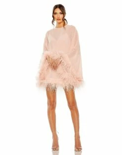 Trapeze Dress With Feather Trim -Women's Skirt 11622 PRC Default 1 WS