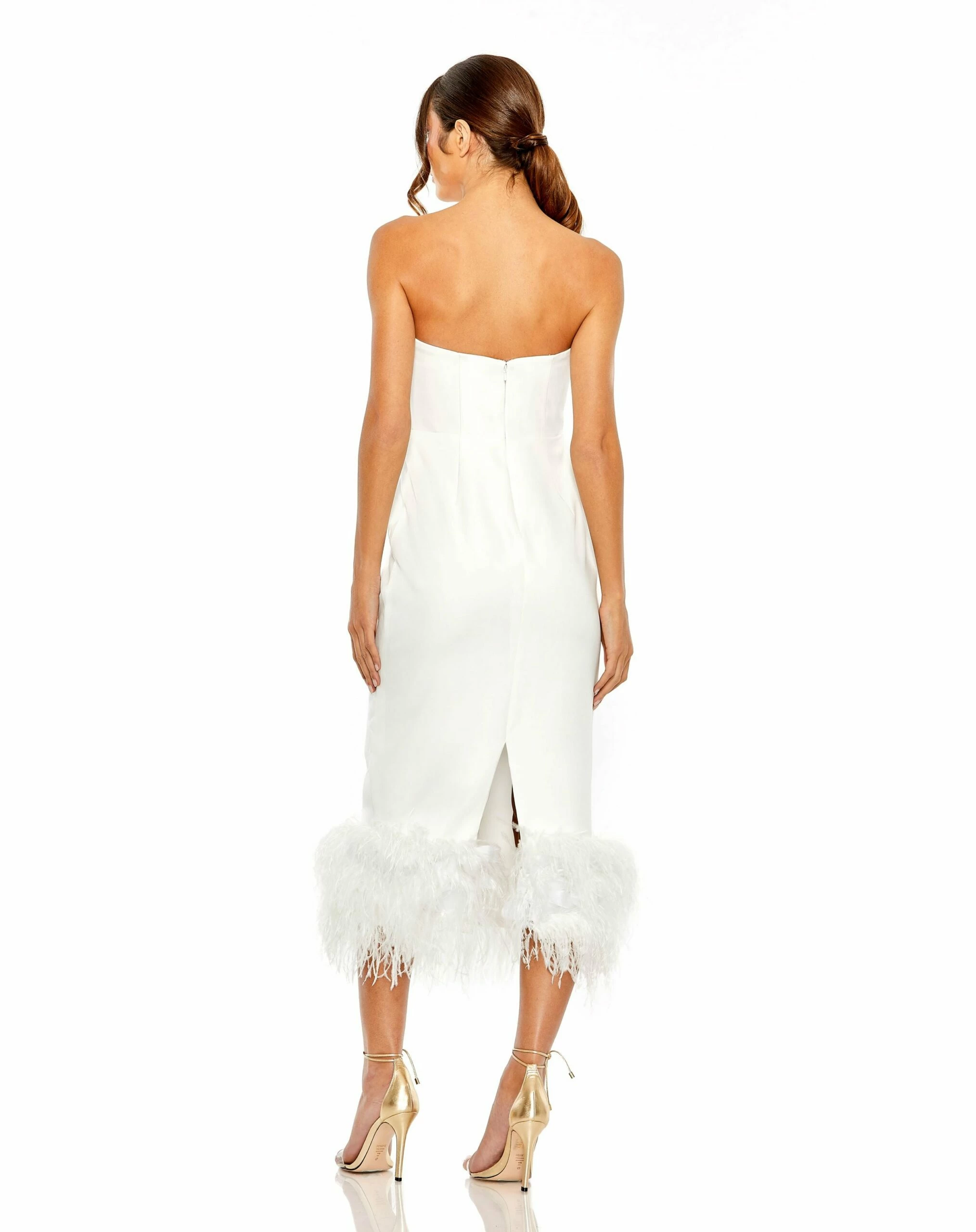 Strapless Column Dress With Feather Trim 6 Strapless Column Dress With Feather Trim - Image 4