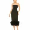 Strapless Column Dress With Feather Trim -Women's Skirt 11629 BLK Default 1 WS