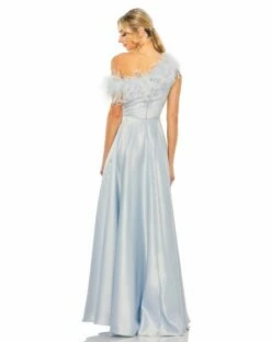 One Shoulder A Line Gown With Feather Detail -Women's Skirt 11684 POB 2 WS