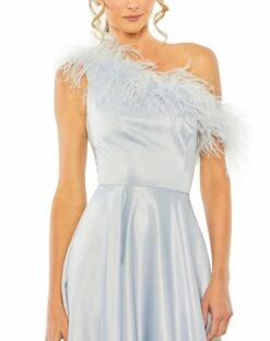 One Shoulder A Line Gown With Feather Detail -Women's Skirt 11684 POB 3 WS