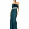 Strapless Feather Rhinestone Detailed Gown -Women's Skirt 11686 TEA Default 1 WS