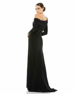 Beaded Cuff Drop Shoulder Faux Wrap Gown -Women's Skirt 12231 BMU 2 WS