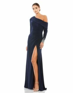 Beaded Cuff Drop Shoulder Faux Wrap Gown -Women's Skirt 12231 MID Default 1 WS