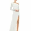 Beaded Cuff Drop Shoulder Faux Wrap Gown -Women's Skirt 12231 WHT Default 1 WS