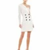 One Sleeve Tuxedo Dress -Women's Skirt 12262 White AB