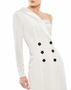One Sleeve Tuxedo Dress -Women's Skirt 12262 White CL
