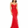 Embroidered Illusion Bodice Sleeveless Trumpet Gown -Women's Skirt 12406 RED Default 1 WS