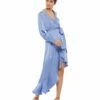 Long Sleeve Faux Wrap Midi Dress -Women's Skirt 12506 Periwinkle AB