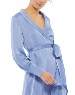 Long Sleeve Faux Wrap Midi Dress -Women's Skirt 12506 Periwinkle CL