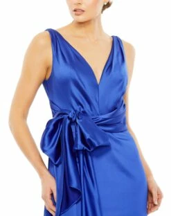 Sleeveless Self Tie Draped Gown W/ Overlay Train 7 Sleeveless Self Tie Draped Gown W/ Overlay Train -Women's Skirt 12525 Royal CL