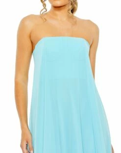 Strapless Flare Feather Hem Gown -Women's Skirt 13001 Aqua CL