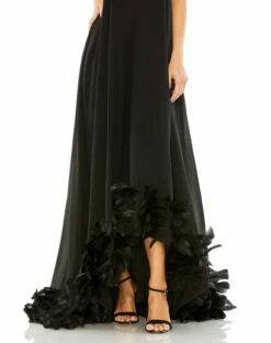 Strapless Flare Feather Hem Gown -Women's Skirt 13001 Black CL