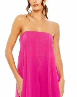 Strapless Flare Feather Hem Gown -Women's Skirt 13001 Fuchsia CL 1
