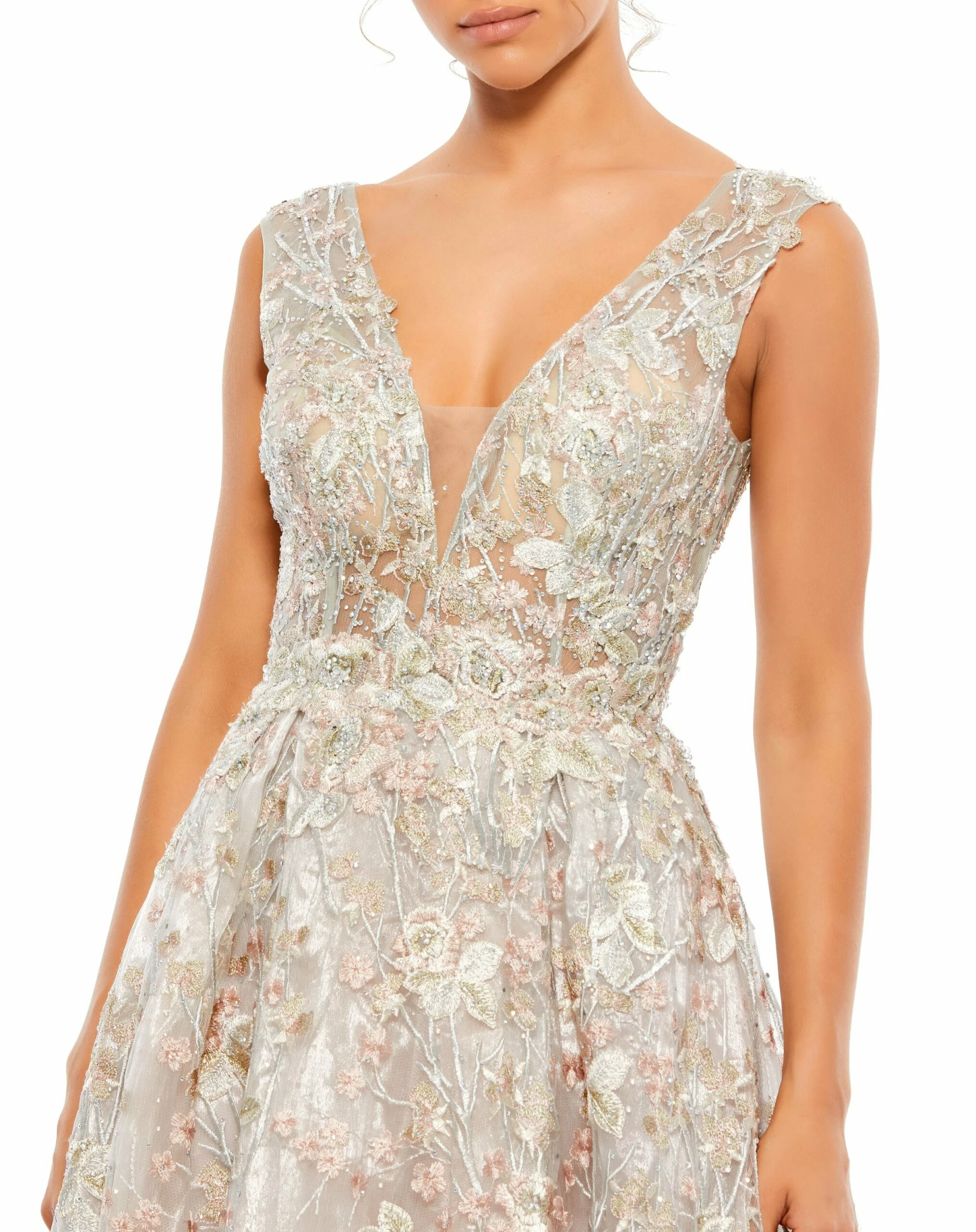 Floral Embroidered Illusion V-Neck Gown 8 Floral Embroidered Illusion V-Neck Gown - Image 6