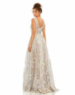 Floral Embroidered Illusion V-Neck Gown 15 Floral Embroidered Illusion V-Neck Gown -Women's Skirt 20131 FMU 2 WS