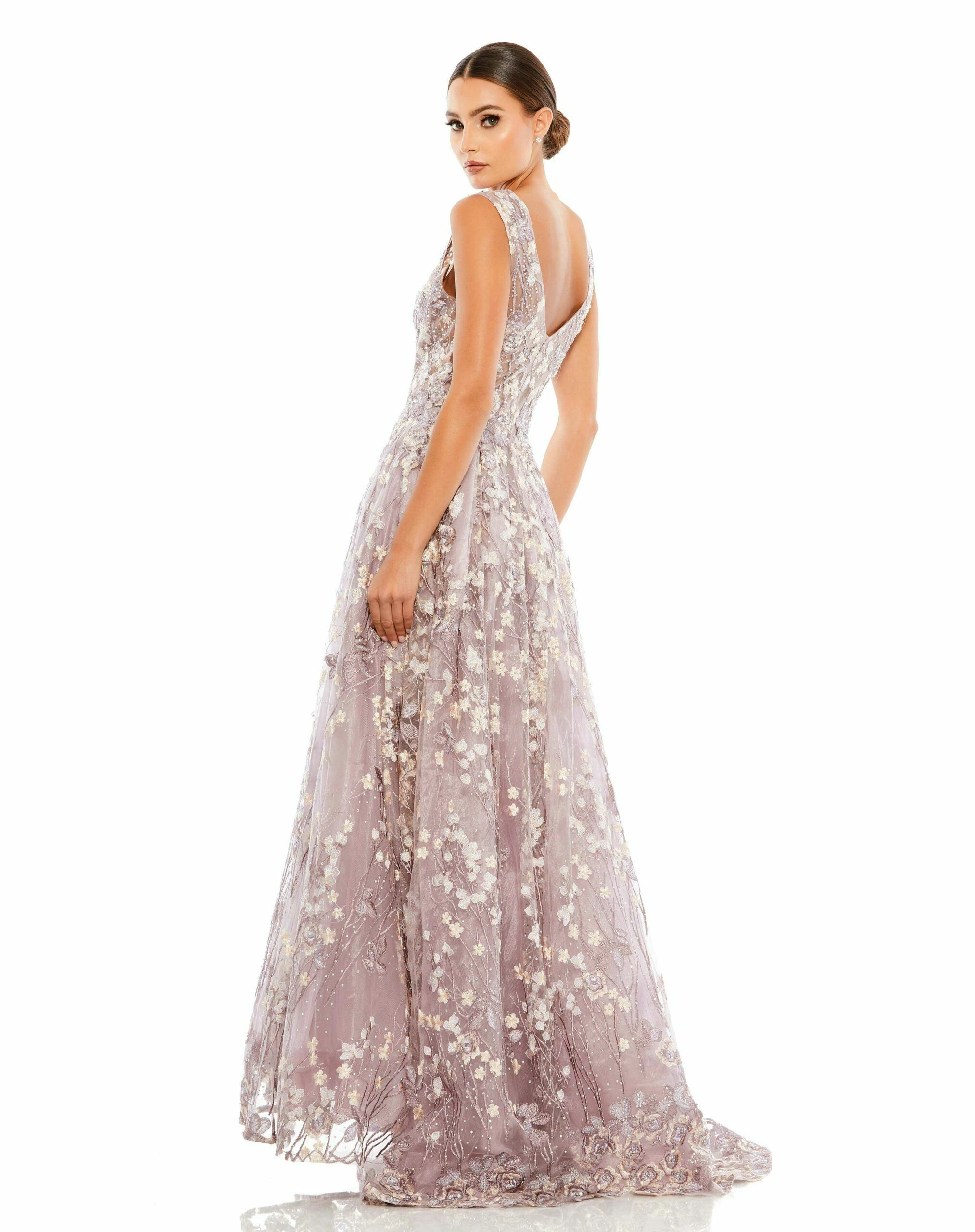 Floral Embroidered Illusion V-Neck Gown 4 Floral Embroidered Illusion V-Neck Gown - Image 2