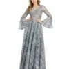 Embellished Illusion Bell Sleeve A Line Gown -Women's Skirt 20258 GYU Default 1 WS
